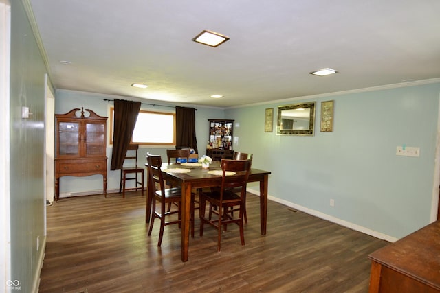 7150 Combs Rd, Indianapolis, IN 46237 - dining space featuring ornamental molding, dark wood-type flooring, and recessed lighting