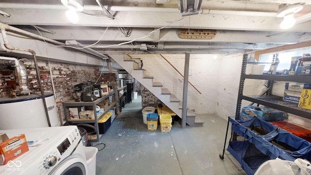 1002 N New Jersey St, Indianapolis, IN 46202 - basement with washer / clothes dryer and water heater