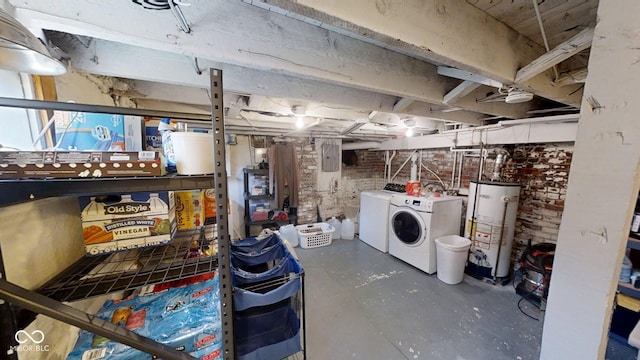 1002 N New Jersey St, Indianapolis, IN 46202 - unfinished below grade area featuring gas water heater, washer and dryer, and electric panel