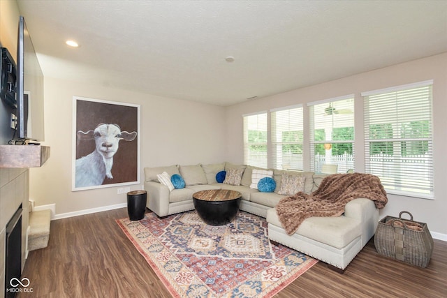 4642 Boyd Pl, Westfield, IN 46062 - living area featuring dark wood-type flooring and a fireplace