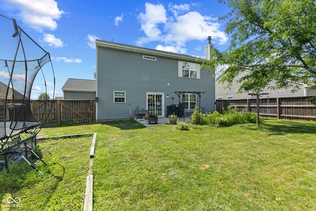 6563 Enclave Blvd, Greenwood, IN 46143 - rear view of house with a patio area, a chimney, a fenced backyard, and a pergola