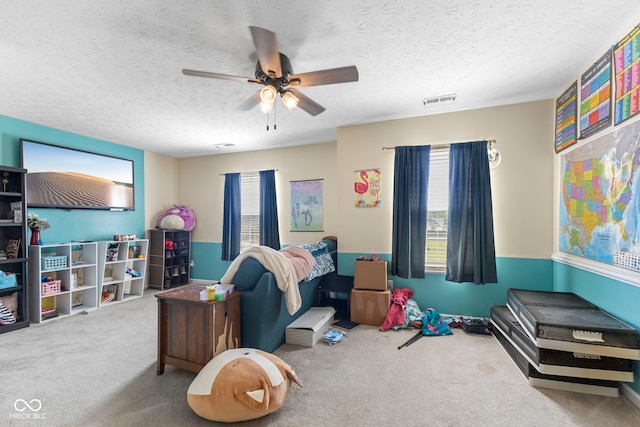 6563 Enclave Blvd, Greenwood, IN 46143 - interior space with ceiling fan, carpet, and a textured ceiling