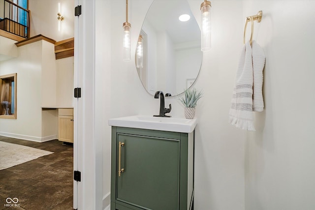 1065 E 76th St, Indianapolis, IN 46240 - bathroom with vanity and stone finish floors