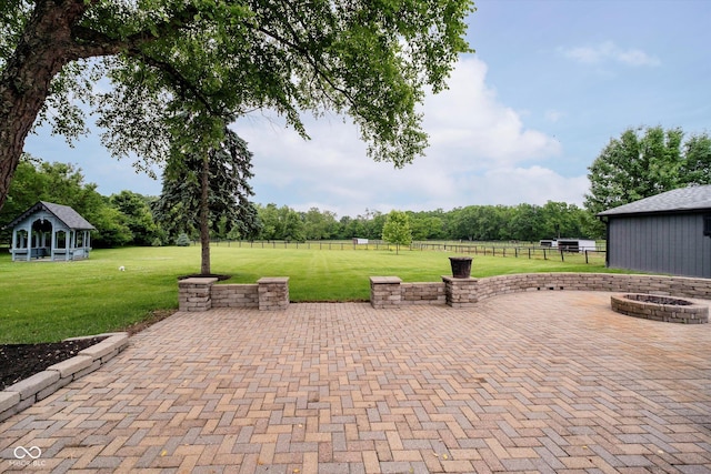 16714 Oak Rd, Westfield, IN 46074 - view of patio / terrace with a fire pit and an outdoor structure