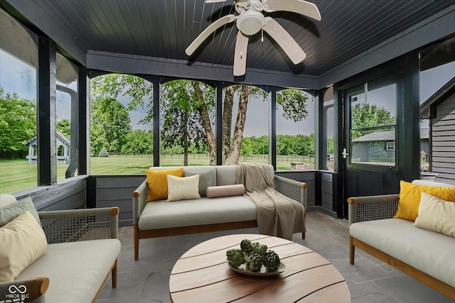 16714 Oak Rd, Westfield, IN 46074 - sunroom with an outdoor hangout area and a ceiling fan