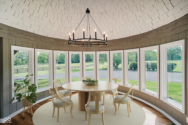 16714 Oak Rd, Westfield, IN 46074 - sunroom / solarium with french doors, wood finished floors, and a chandelier