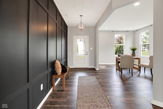 2074 Tompkins Dr, Westfield, IN 46074 - entrance foyer featuring a chandelier, recessed lighting, and dark wood finished floors