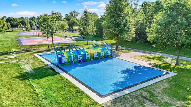 11961 Driftstone Dr, Fishers, IN 46037 - view of home's community with a lawn and view of wooded area