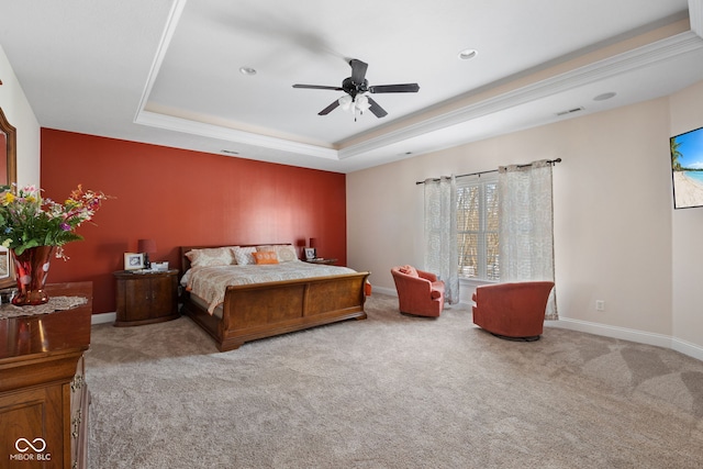 1130 Kingswood Rd S, West Lafayette, IN 47906 - bedroom with a raised ceiling, carpet, and ceiling fan