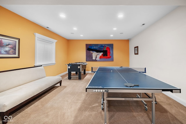1130 Kingswood Rd S, West Lafayette, IN 47906 - recreation room with light carpet and recessed lighting