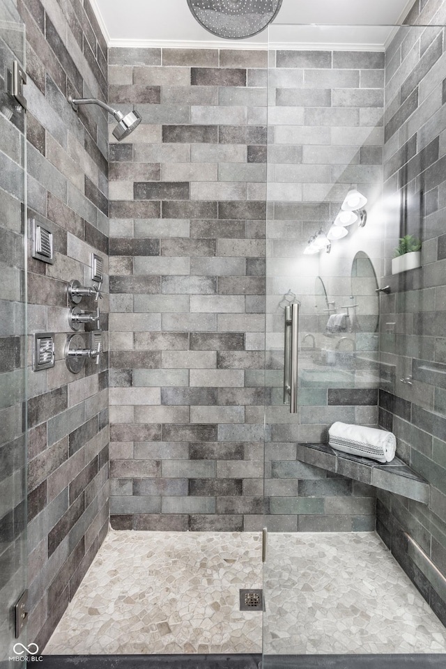 624 E Walnut St Unit 48, Indianapolis, IN 46204 - full bathroom with a stall shower and crown molding
