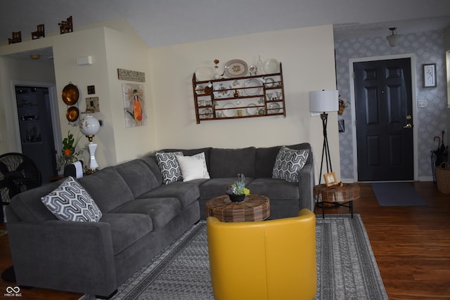 7357 Lake Lakota Dr, Indianapolis, IN 46217 - living area with wood finished floors and wallpapered walls