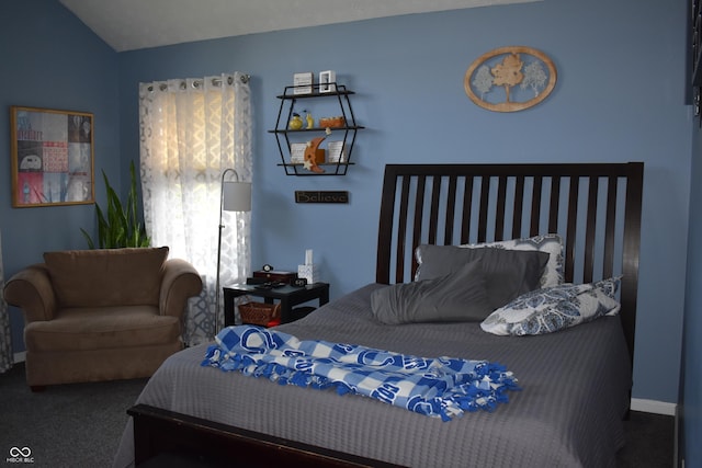 7357 Lake Lakota Dr, Indianapolis, IN 46217 - carpeted bedroom featuring lofted ceiling and baseboards