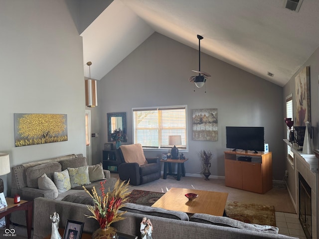 11632 Coastal Way, Indianapolis, IN 46229 - living area with high vaulted ceiling and light carpet