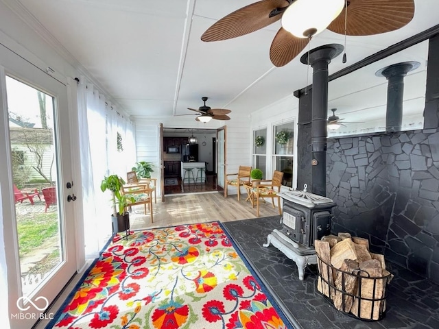 251 N St, Danville, IN 46122 - sunroom / solarium with a wood stove
