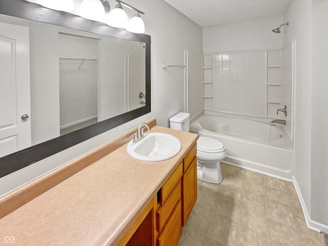3445 Brandenburg Blvd, Indianapolis, IN 46239 - full bathroom with vanity, shower / tub combination, a textured ceiling, and tile patterned floors
