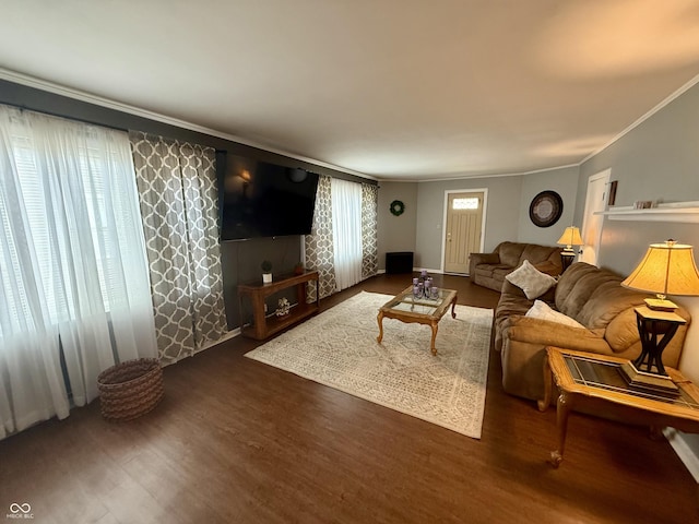 820 N Broadway St, Greensburg, IN 47240 - living area featuring crown molding and wood finished floors