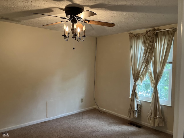 7667 Madden Ln, Fishers, IN 46038 - empty room featuring ceiling fan, carpet floors, and a textured ceiling