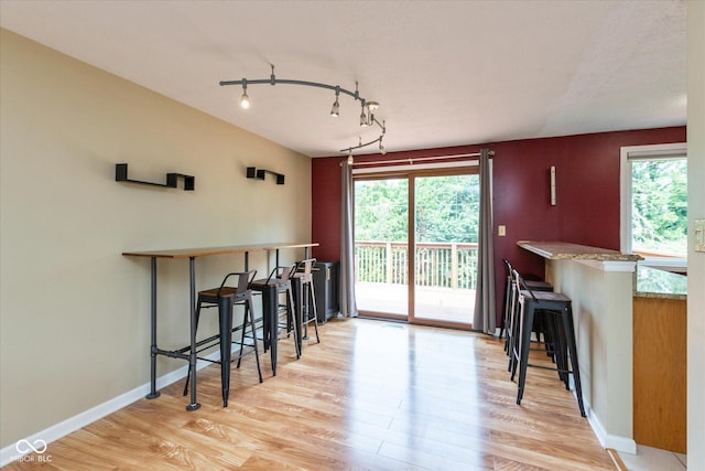 5802 Rymark Ct, Indianapolis, IN 46250 - dining room featuring rail lighting and light wood-style floors