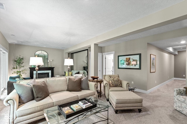 14442 Treasure Creek Ln, Fishers, IN 46038 - carpeted living area featuring baseboards and a high end fireplace