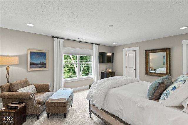 14442 Treasure Creek Ln, Fishers, IN 46038 - bedroom with carpet, a textured ceiling, and recessed lighting