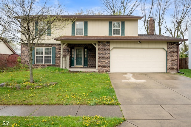 8306 Corkwood Dr, Indianapolis, IN 46227 - traditional home with brick siding, driveway, and a chimney