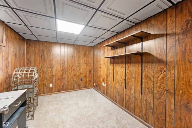 8306 Corkwood Dr, Indianapolis, IN 46227 - finished basement featuring carpet and wooden walls