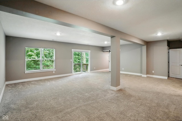 14474 Treasure Creek Ln, Fishers, IN 46038 - basement featuring carpet, recessed lighting, and a barn door