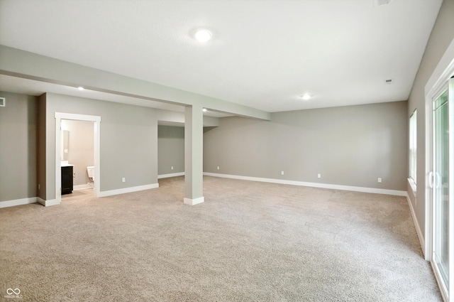 14474 Treasure Creek Ln, Fishers, IN 46038 - below grade area with light colored carpet and baseboards
