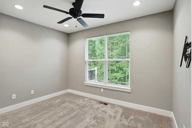 14474 Treasure Creek Ln, Fishers, IN 46038 - carpeted spare room with recessed lighting and a ceiling fan