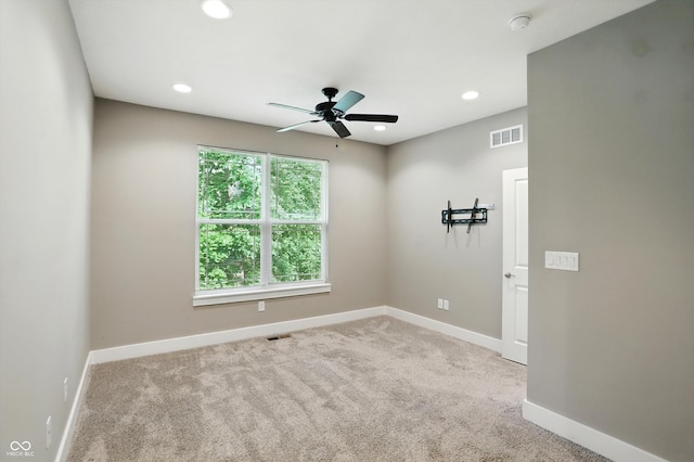 14474 Treasure Creek Ln, Fishers, IN 46038 - carpeted spare room with ceiling fan, a smoke detector, and recessed lighting