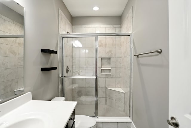 14474 Treasure Creek Ln, Fishers, IN 46038 - bathroom with vanity and a stall shower