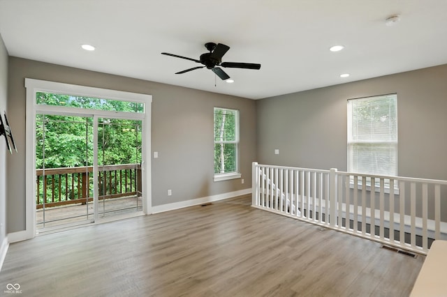 14474 Treasure Creek Ln, Fishers, IN 46038 - spare room with a smoke detector, wood finished floors, recessed lighting, and ceiling fan