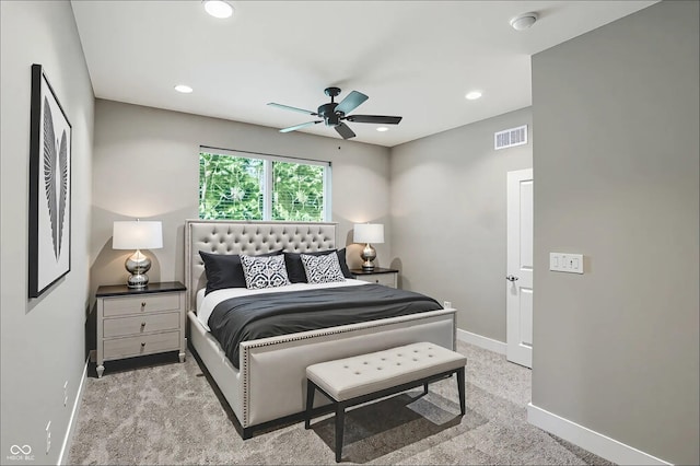 14474 Treasure Creek Ln, Fishers, IN 46038 - carpeted bedroom with recessed lighting and ceiling fan