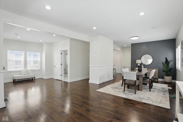 3307 N College Ave, Indianapolis, IN 46205 - dining room featuring dark wood-style flooring and recessed lighting