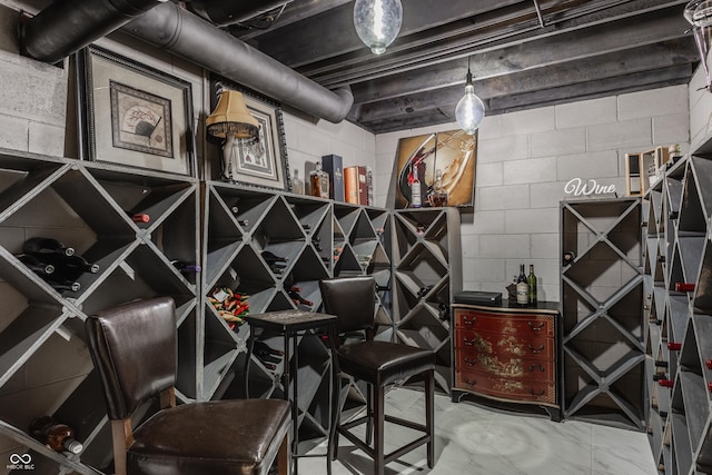 8651 Emerald Ln, Indianapolis, IN 46260 - wine room featuring concrete block wall