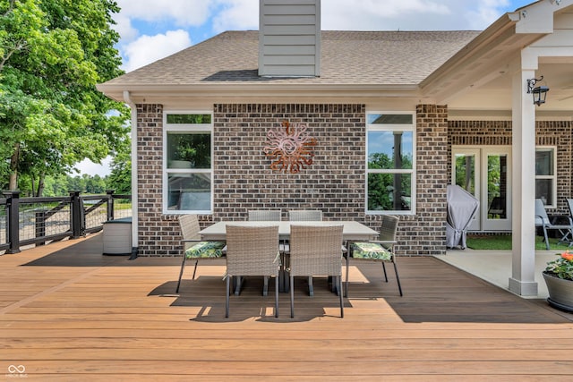 9231 E Poynter Dr, Morgantown, IN 46160 - wooden deck featuring outdoor dining space and a grill
