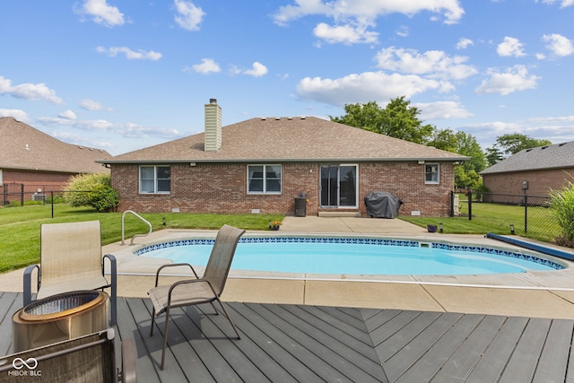 6629 Woodcrest Dr, Avon, IN 46123 - view of swimming pool featuring area for grilling and a wooden deck
