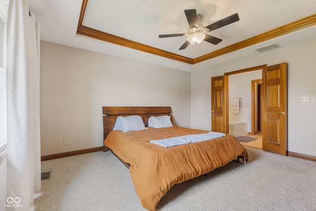 6629 Woodcrest Dr, Avon, IN 46123 - bedroom with a tray ceiling, carpet flooring, crown molding, and ceiling fan