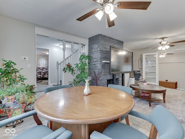 1532 E Markwood Ave, Indianapolis, IN 46227 - dining area with ceiling fan and stairs