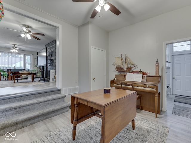1532 E Markwood Ave, Indianapolis, IN 46227 - home office featuring light wood-type flooring and ceiling fan