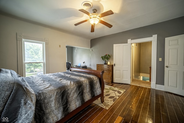 426 N Franklin St, Greensburg, IN 47240 - bedroom with dark wood finished floors and a ceiling fan