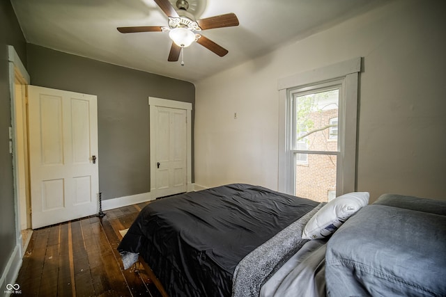 426 N Franklin St, Greensburg, IN 47240 - bedroom featuring dark wood-type flooring and a ceiling fan