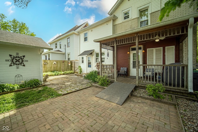 426 N Franklin St, Greensburg, IN 47240 - view of patio / terrace featuring ceiling fan, grilling area, and an outbuilding