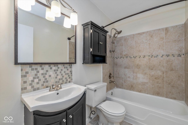 10016 Penrith Dr, Indianapolis, IN 46229 - full bathroom featuring tasteful backsplash, vanity, and tub / shower combination