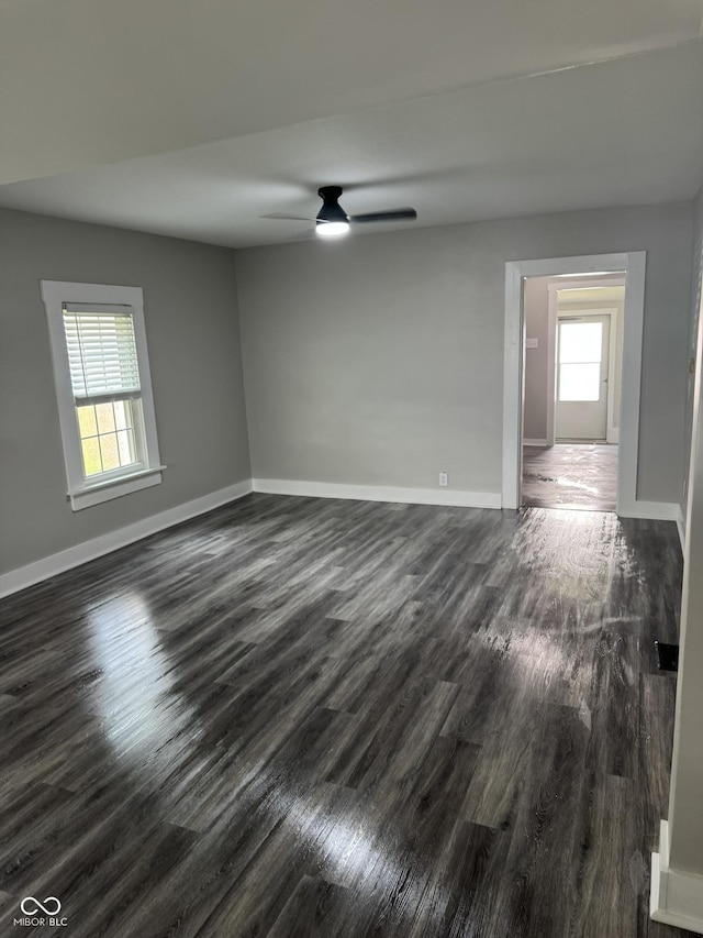 1006 Hurricane St, Franklin, IN 46131 - empty room featuring dark wood-style flooring and a ceiling fan