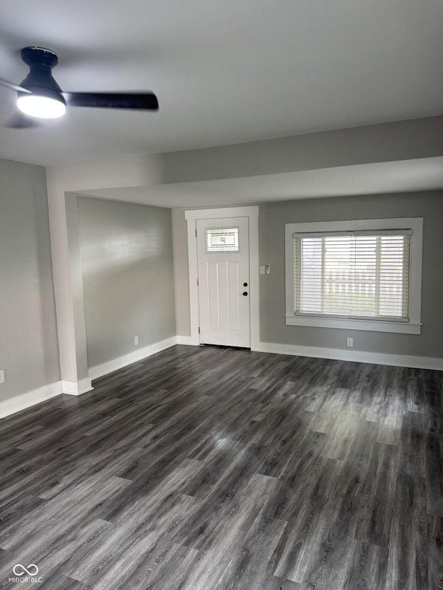 1006 Hurricane St, Franklin, IN 46131 - foyer featuring dark wood-style floors and ceiling fan