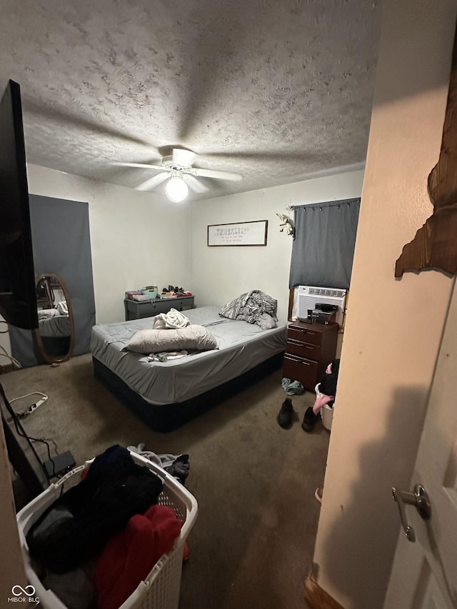 3440 Brewer Dr, Indianapolis, IN 46222 - bedroom featuring carpet flooring, a textured ceiling, ceiling fan, and cooling unit