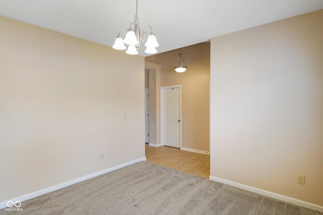 7715 Bolero Dr, Camby, IN 46113 - empty room featuring a chandelier and carpet