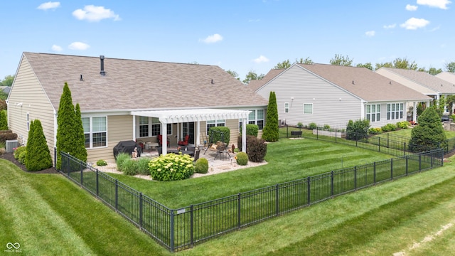 13327 Hockley Dr, Fishers, IN 46037 - back of house with a pergola, outdoor lounge area, a patio area, and a fenced backyard